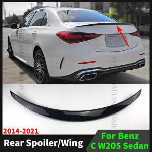 Racing Sport Rear Trunk Spoiler Wing Exterior Part For Mercedes Benz C W205 Sedan and C63 C43 4Door 2014-2021 AMG Style Boot Lip