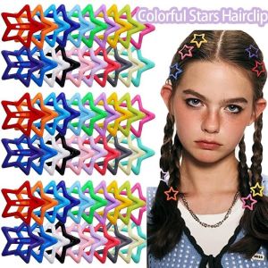 Ngôi sao đầy màu sắc kẹp tóc dễ thương ngầu ngọt ngào Kẹp tóc kim loại đơn giản cô gái Kẹp Tóc Cô Gái Phụ kiện tóc