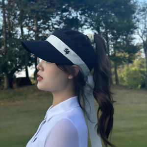 SG Golf Cap Womens Topless Hat Headless Peaked Cap Golf Womens Summer Sun Hat Bows Ribbon