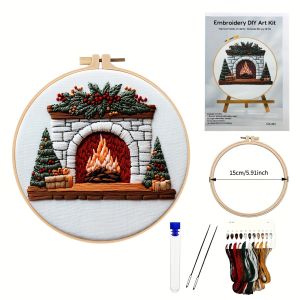 A complete Christmas embroidery set suitable for beginners - DIY hand embroidery including bells fireplaces colorful balls