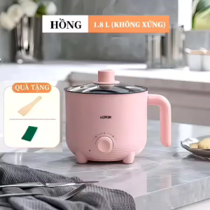 Nồi điện đa năng nồi lẩu điện mini 2 tầng có khay hấp Latar 18cm phủ chống dính nồi nấu mì 600W