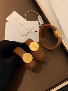 Exquisite Leather Bracelet Womens Luxury Minimalist Belted Hand Chain Genuine Leather Meral Bracelet Fashion Jewelry Accessory