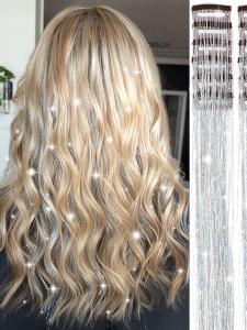 Phụ Kiện Tóc Laser Flash BB Màu Không Gian Liền Mạch Giữ Màu Dyeing Flash Laser Âm Nhạc Gió Tai Giả Tóc Siêu Mát