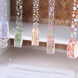 5 Rolls Transparent Decorative Tape PET Waterproof Self-Adhesive Flower Daisy Pattern Decorative Masking Sticker Clear Tape