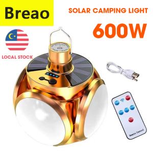 Breao 600W Multifunctional Solar Camping Light rechargeable Light Portable Tent Lamp Waterproof Lampu Pasar Malam