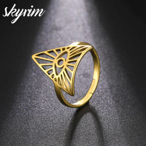 แหวนสำหรับทั้งหญิงและชาย SKYRIM พร้อมเครื่องประดับแฟชั่นแหวนแบบปรับขนาดได้กลวงดีไซน์ให้ดวงตามองเห็นได้เต็มที่