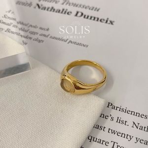 Moonstone Black Stone Gold Ring • Waterproof Non-Fade • 18K Gold Plated 316L Stainless Titanium Steel Rings For Women Women Couple RG351