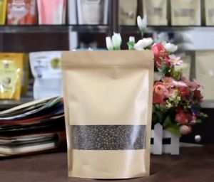 Bộ 50 Túi Dây Kéo Giấy Kraft Đáy Đứng 18*26+4Cm Có Cửa Sổ - Chống Thấm Nước Và Cực Bền