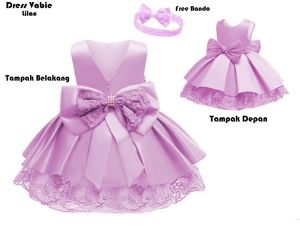 Jfrend - Dress Anak Perempuan Umur 1 Sampai 5 Tahun Free Bando / Baju Pesta Anak Mewah dan Elegan / Midi Dress Kensi Pita Vabie Kids