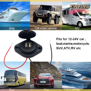 JINHF Ổ cắm sạc USB kép 3.1A Ổ Cắm Điện Bộ chuyển đổi chống nước kép sạc xe hơi