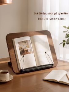 NUOXUNDE | Adult Reading Stand Walnut Wood Bookshelf Tablet Support