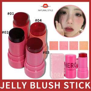 【Natural style】Jelly Blush Stick Evens Skin Tone Brightens Color Dual-Use Rouge for Lips and Cheeks
