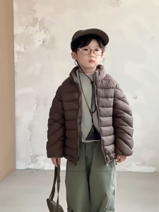 LJMOFA Kids Winter Stand Collar Coat Soft Cozy Ourdoor Jacket for Kids 2-12 Yrs