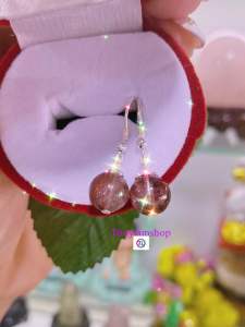 Bông tai bạc s925 mic đá thạch anh thiên nhiên theo mệnh