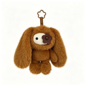 New  Juju Rabbit Plush Keychain Flower Eye Bunny Stuffed Doll Kawaii Long Ears Animals Bag Pendant Car Keyring Toy Gift for Girl