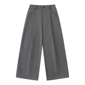 MANUSCRIPT Double Fold A-Line Casual Trousers TR Blend Drapery Loose Mens Straight Leg Pants Commute Long Trousers