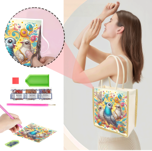other | 1 Piece of Diamond Painting tote bag bird pattern canvas Material Interchangeable Pattern high-Capacity multi-Function Stor