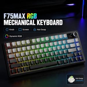 AULA F75 MAX Mechanical Gaming Keyboard 75 Percent Tri Mode Hot Swappable RGB Gasket Mounted TFT Screen Knob For PC And Mac