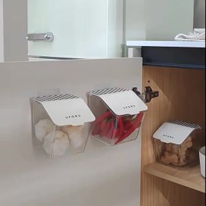 Wall Mounted Kitchen Condiments Organizer Rack Hanging Ginger Garlic Storage Basket Non Perforated Waterproof Storage Rack