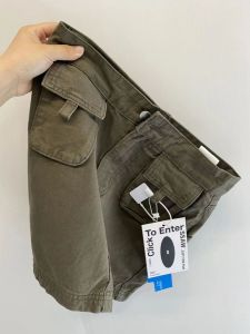 High-Waist A-Line Denim Skirt for Women in Military Green Work Clothing Style with Pocket Perfect for Summer Size: Plus Size