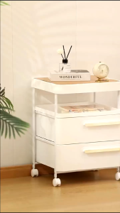 Table with Gold Frame Aesthetic table bed With Wheels Side Table with Drawer Living Room