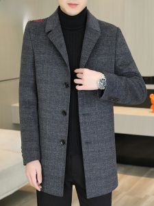 HENGYUANXIANG | Double-Sided Woolen Mens Coat Medium-Length Fashion Autumn Winter New Style Suit Collar Woolen Windbreaker Outerwear