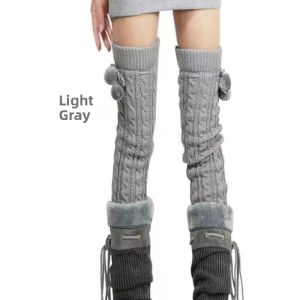 NUANKONG | Knee-High Protective Wool Knit Over-The-Knee Socks