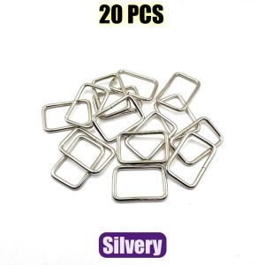 20 Pcs/Pack 10-38mm Metal Rectangle Ring Buckle Slide Loop Ring for Belt Backpack Strap Webbing Bag Pets Collar DIY Accessories