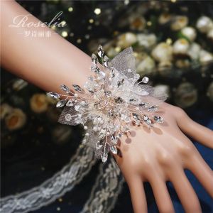 INS Super Fairy Beautiful Bride Wrist Flower Rhinestone Silk Yarn Flower Bridesmaid Sisters Group High-End Hand Tied Flower Wedding Gift