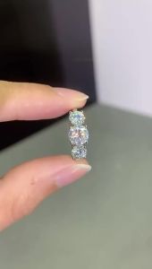 Real 2-4ct Moissanite Rings D Color Round 3 Stone Wedding Engagement Promise Ring 925 Sterling Silver Fine Jewelry for Women