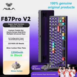 AULA | AULA F87 PRO V2 Mechanical Gaming Keyboard 87 Keys TKL 8000Hz RGB Hot Swappable Tri-Mode Wireless Keyboard with Meteor Switch