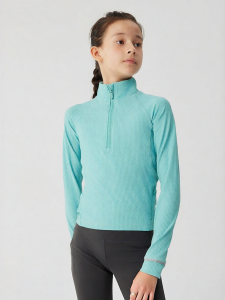 JOLLY BEAN | Ribbed Tight Half-Zip Long Sleeve T-Shirt for Girls