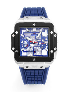 DENVOSI Square Hollow Mechanical Style Watch with Silicone Strap Trendy Mens Wristwatch