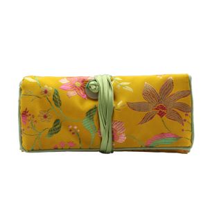 Classical Style Silk Storage Bag for Jewelry Rings Bracelets Earrings Travel Carry on Foldable Zipper Closure 2 Layer Bag