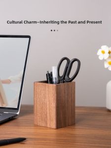 Simplistic Black Walnut Wooden Desktop Organizer Box Remote Controller Office Stationery Supplies Multi-Function Luxury Storage Box