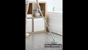 Floor Scrub Brush Bathroom Bathtub Shower Tile Grout Scrubber Rotatable 6.3inches Wide 35.4inches Long Handle Indoor Kitchen Push Broom Scrubbing Cleaning Brush for Hard to Reach Areas - Light Blue