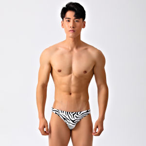 GreatAsia Mens Sporty Low-Waist Narrow-Edge Stripe Swimming Trunks Beachwear Polyester Nylon Lycra Triangle Swimsuit 121