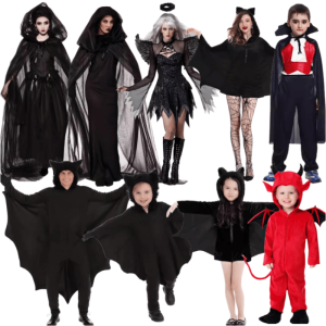 Halloween Vampire Bride Demon Bat Black Angel Family COS Clothing