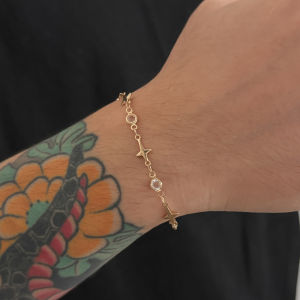 ชุดสร้อยคอและกำไลข้อมือรูปดาวสี่แฉกประดับเพชรเทียมสไตล์ฮิปฮอป ดีไซน์หรูหรา สำหรับผู้ชายและผู้หญิง สไตล์พังก์ สายคล้องไหปลาร้า