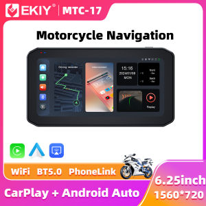 EKIY 6.25" Wireless CarPlay Moto Android Auto GPS Navigation Display Screen Portable Digital Motorcycle Dashboard TPMS Monitor