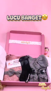 Hampers Bayi Perempuan Premium Setelan Bayi Brukat Pita 5in1 Free Box / Kado Bayi lahir