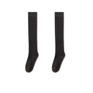 Black Mid-Calf Womens Socks Thin Summer Cotton Moisture Wicking Over-Knee Long Socks JK Socks Pressure Spring Autumn White