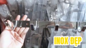 Móc treo quần áo dẹp 5 thanh móc (1-5) 201 dày 4ly inox chắc chắn kèm ốc vít