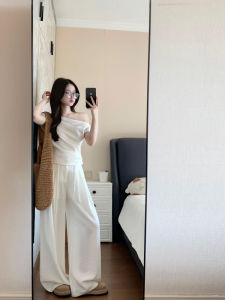 XUECAIQI | Youthful Stylish Plus Size One-shoulder Beautiful Fitting Top & Pants Set