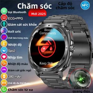 Đồng Hồ Thông Minh Dành Cho Nam Giới Theo Dõi Sức Khỏe Điện Tâm Đồ ECG+PPG Đo Huyết Áp & Phân Tích Mỡ Trong Cơ Thể Thời Lượng Pin 7 Ngày Chống Nước Hệ Điều Hành Android Wear