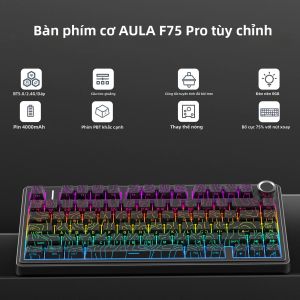 Bàn Phím Cơ Chơi Game Không Dây AULA F75 Pro RGB Tùy Chỉnh Bố Cục 75% Gắn Kín Với Các Nút PBT Khắc Cạnh