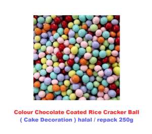 Colour Chocolate Coated Rice Cracker Ball (Cake Decoration) halal repack 250g