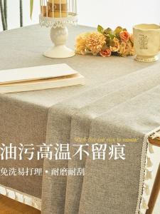 New Pure Color Tablecloth Cotton Linen Art Tablecloth Waterproof Oil Resistant Luxury Rectangular Dining Tablecloth Tea Table Cloth