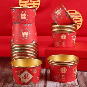 Wedding Red Round Thickened Paper Bowls