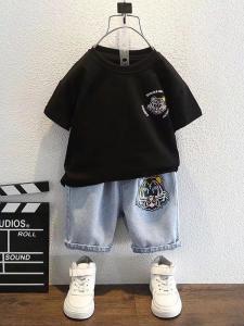 Pure Cotton Tiger Head Print T-Shirt for Boys Loose Fit Short Sleeve Summer Fashionable Kids Clothing Korean Style Breathable